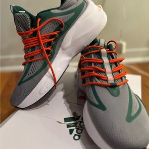 Men's adidas Green/Orange Miami Hurricanes Alphaboost V1 Sustainable BOOST Shoes